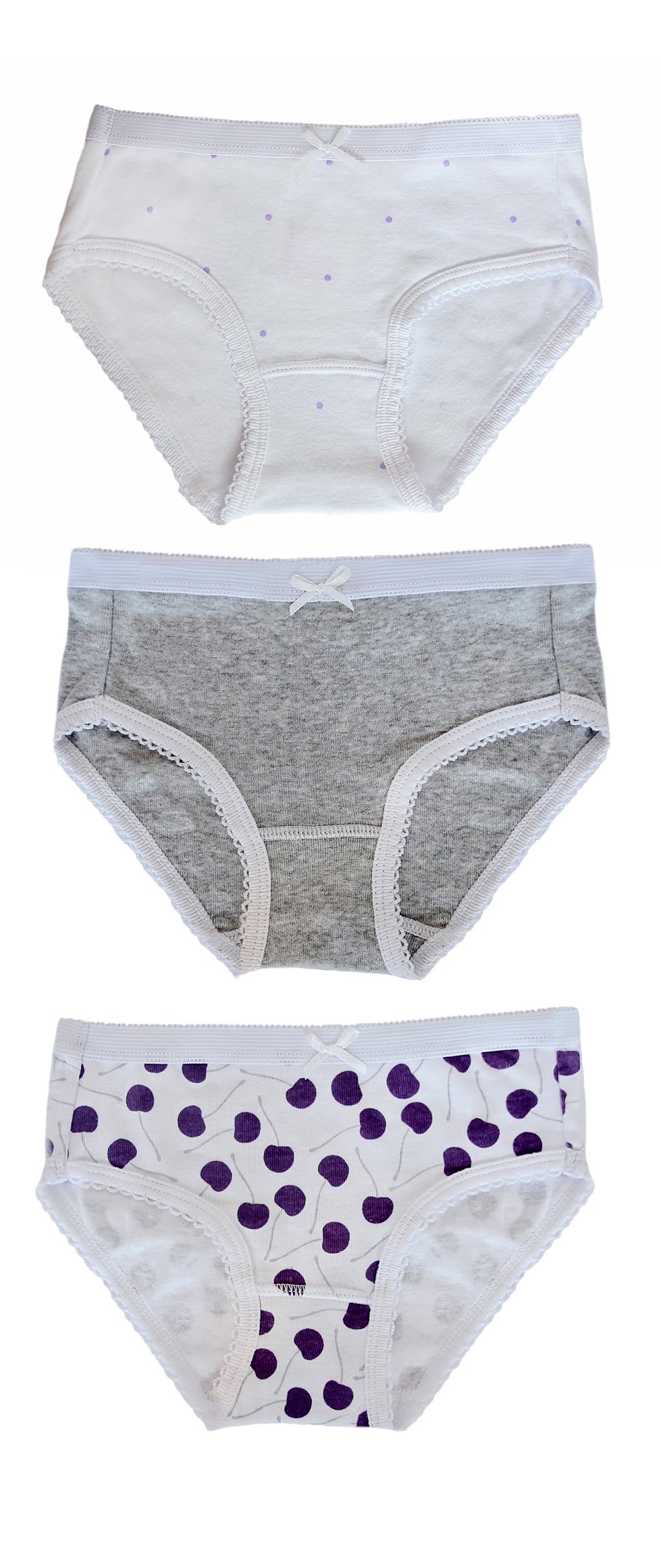Feathers Girls Cherry Print Tagless Briefs Underwear Super Soft Panties 3-Pack - Image 3