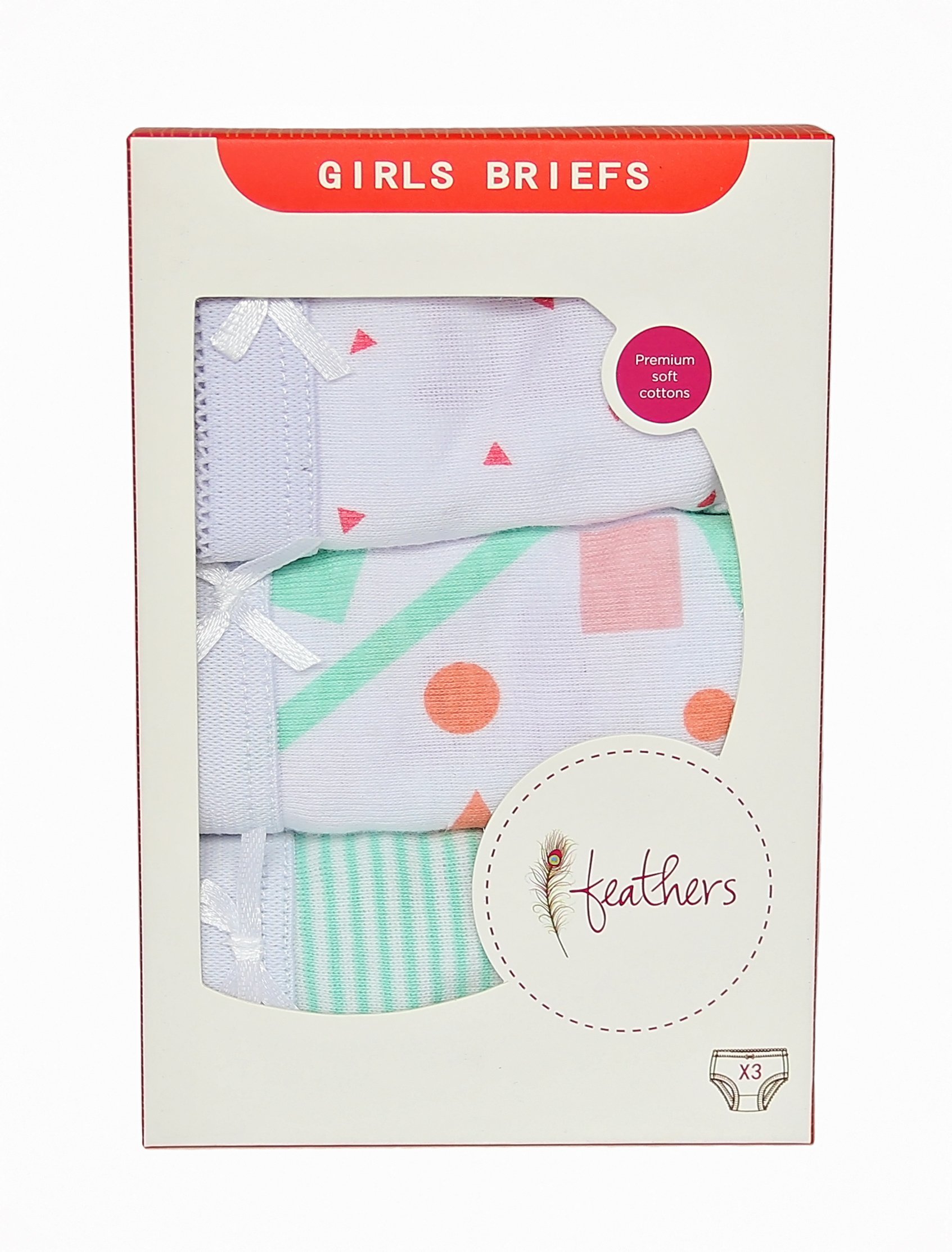 Feathers Girls Mod Print Tagless Briefs Underwear Super Soft Panties 3-Pack - Image 4