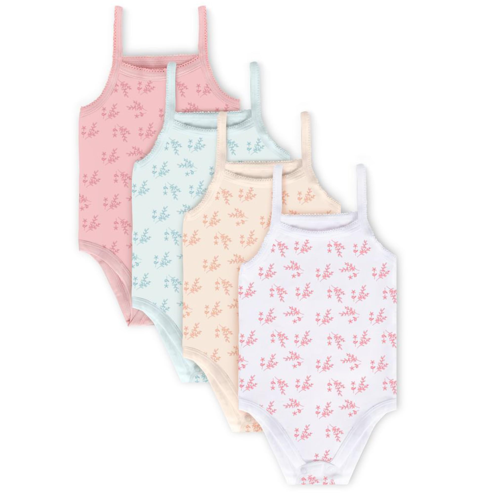Feathers Leafy Style Tank Top Bodysuits Baby Girl Undershirts – Super Soft One-Piece for Toddler (4 Pack) - Image 7